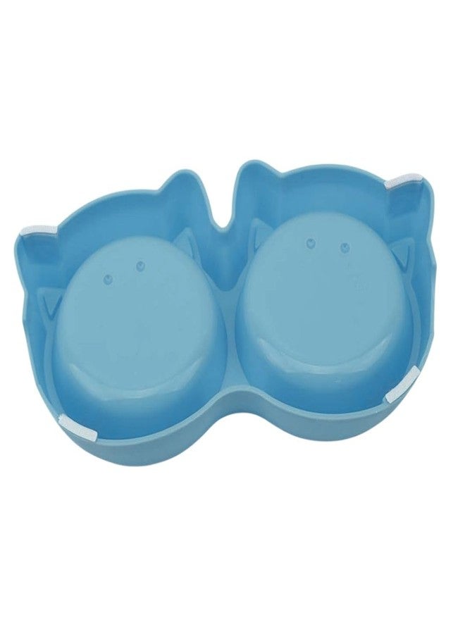 PET FUN وعاء طعام للحيوانات الأليفة من بيت فن، بتصميم وجه قطة مزدوج، 2 في 1 | طبق مزدوج مانع للانزلاق للطعام والماء | وعاء طعام متين من البلاستيك غير السام | مناسب للجراء والكلاب والقطط والقطط الصغيرة (أزرق، 400 مل) | عبوة من 4 قطع - Image 3